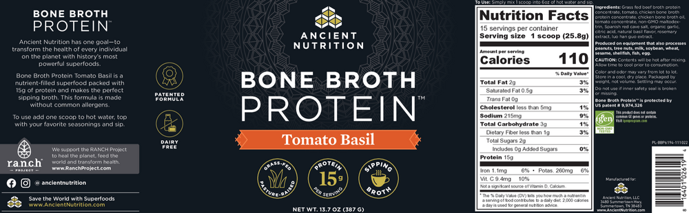 Bone Broth Protein, Tomato Basil