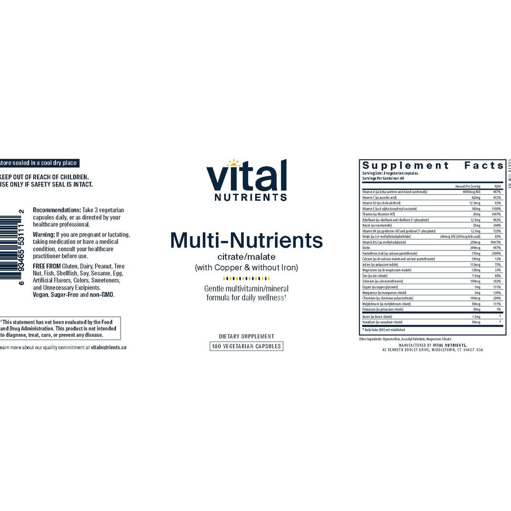 Multi-Nutrients 2 Citrate/Malate Formula (with Copper & without Iron)