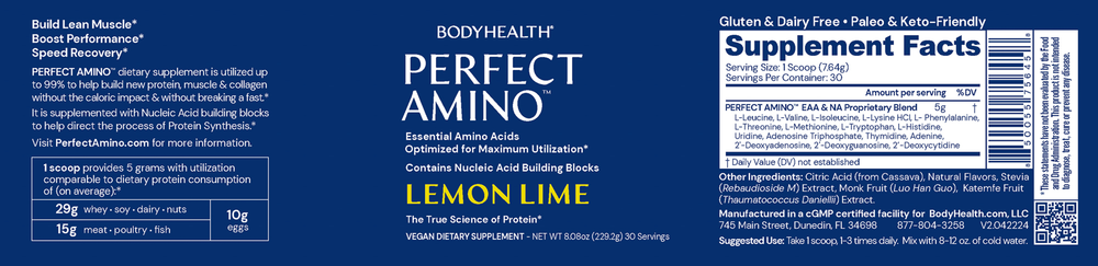 PerfectAmino Powder, Lemon Lime
