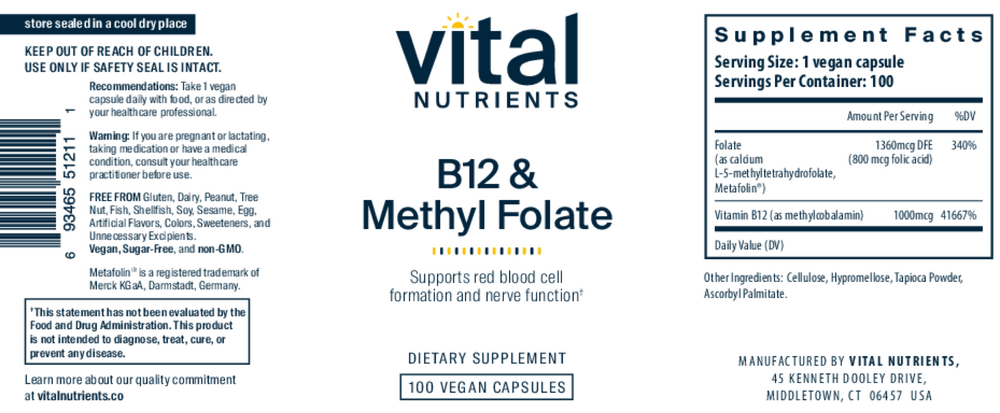 B-12/Methyl Folate 1000mcg/800mcg