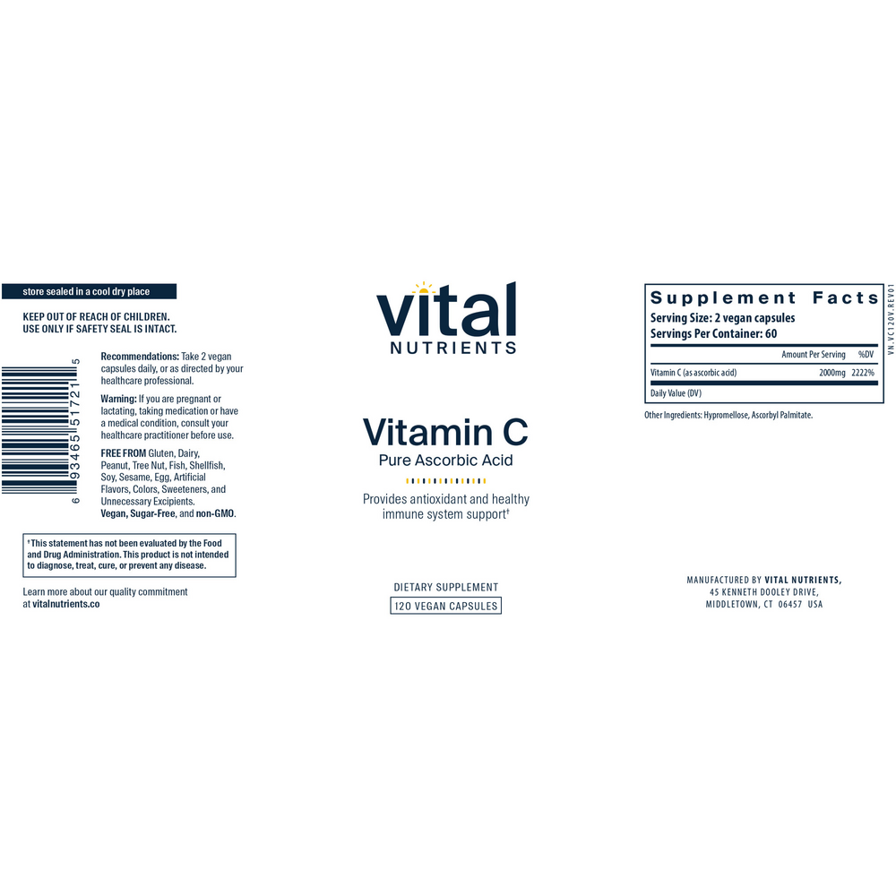 Vitamin C (100% pure ascorbic acid) 1000mg