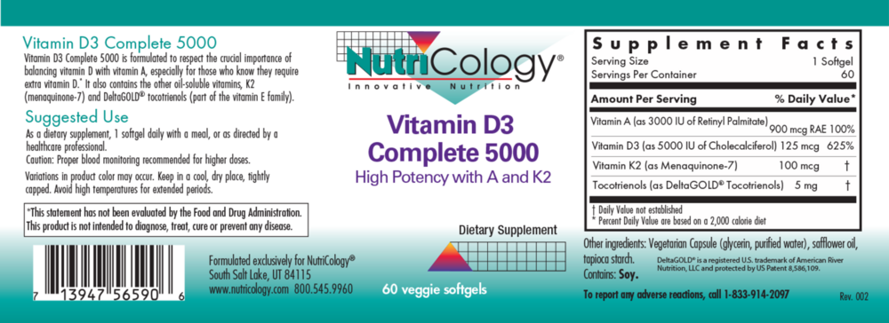 Vitamin D3 Complete 5000 Daily Balance with A and K2