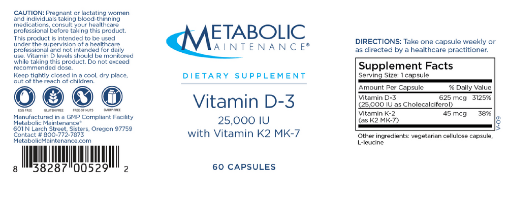 Vitamin D-3 25000 IU w/ K2 MK-7