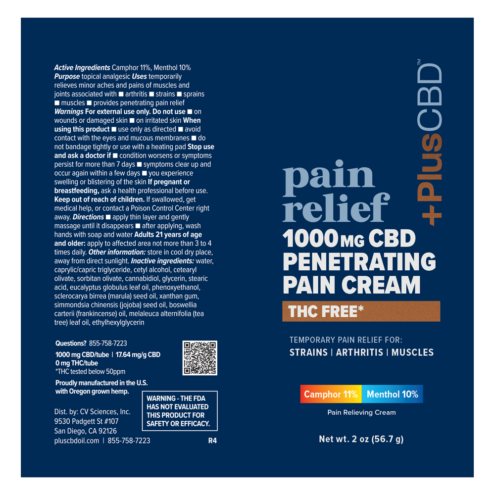 PlusCBD Pain Relief Penetrating Cream - 1000mg