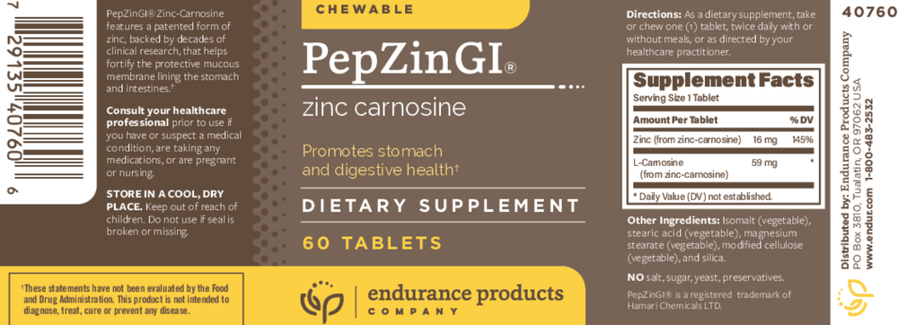 Chewable PepZinGI® Zinc-Carnosine 75mg