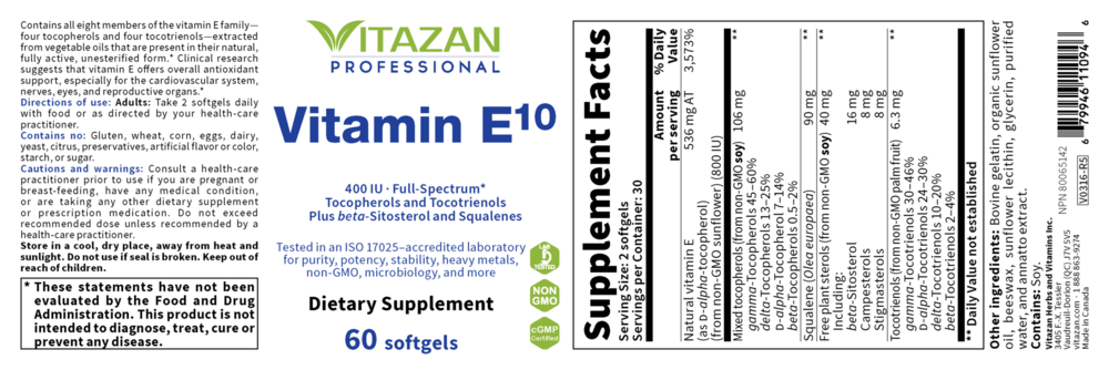 Vitamin E10 400 IU