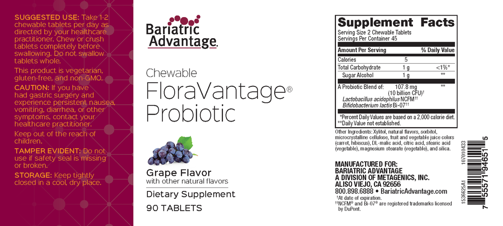 Chewable FloraVantage Probiotic Grape