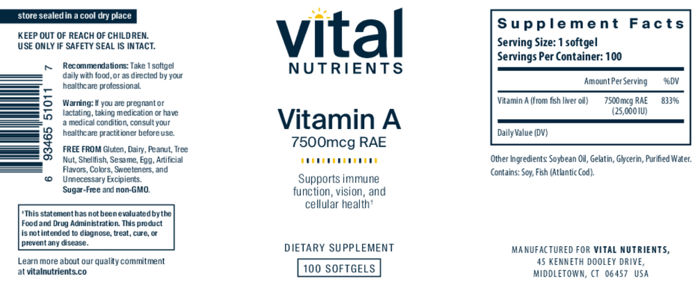 Vitamin A 7500mcg RAE