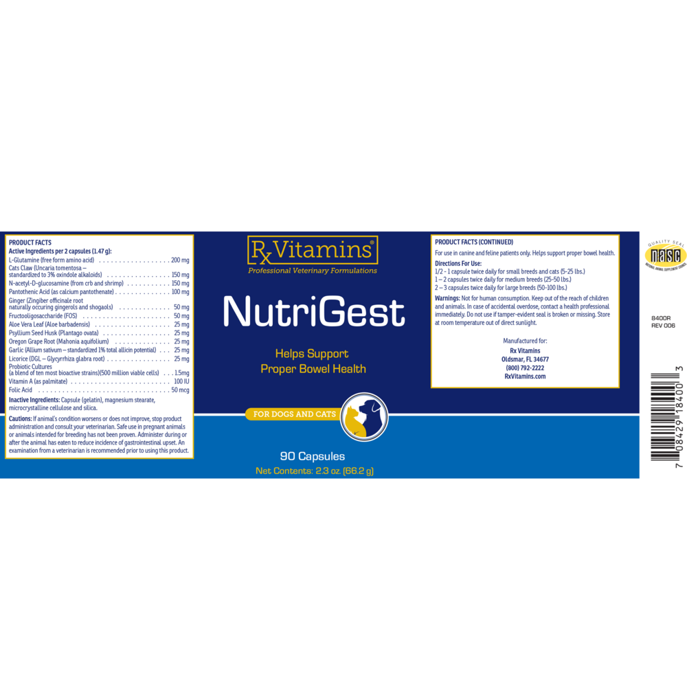 NutriGest for Dogs & Cats Capsules