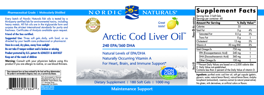 Arctic Cod Liver Oil, Lemon