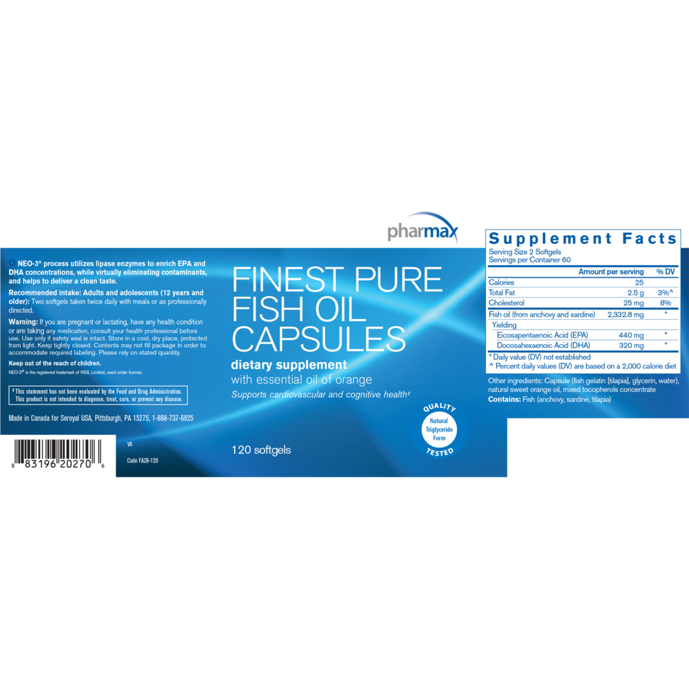 Finest Pure Fish Oil Capsules (California Only)
