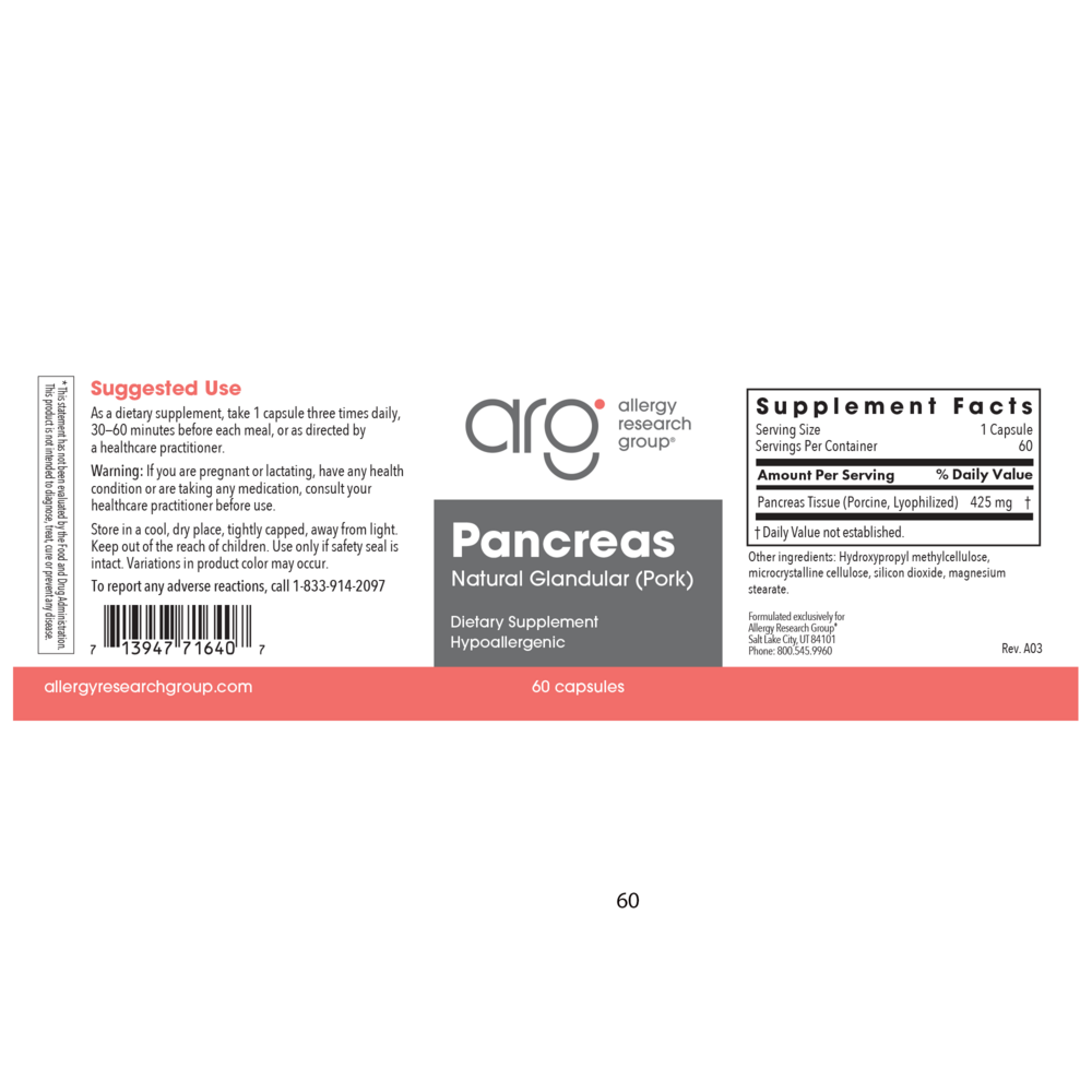 Pancreas Natural Glandular Pork