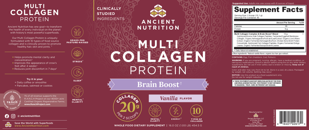 Multi Collagen Protein - Brain Boost Powder Vanilla