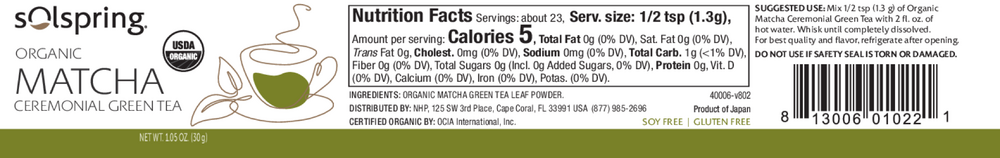 Solspring® Organic Matcha Ceremonial Green Tea