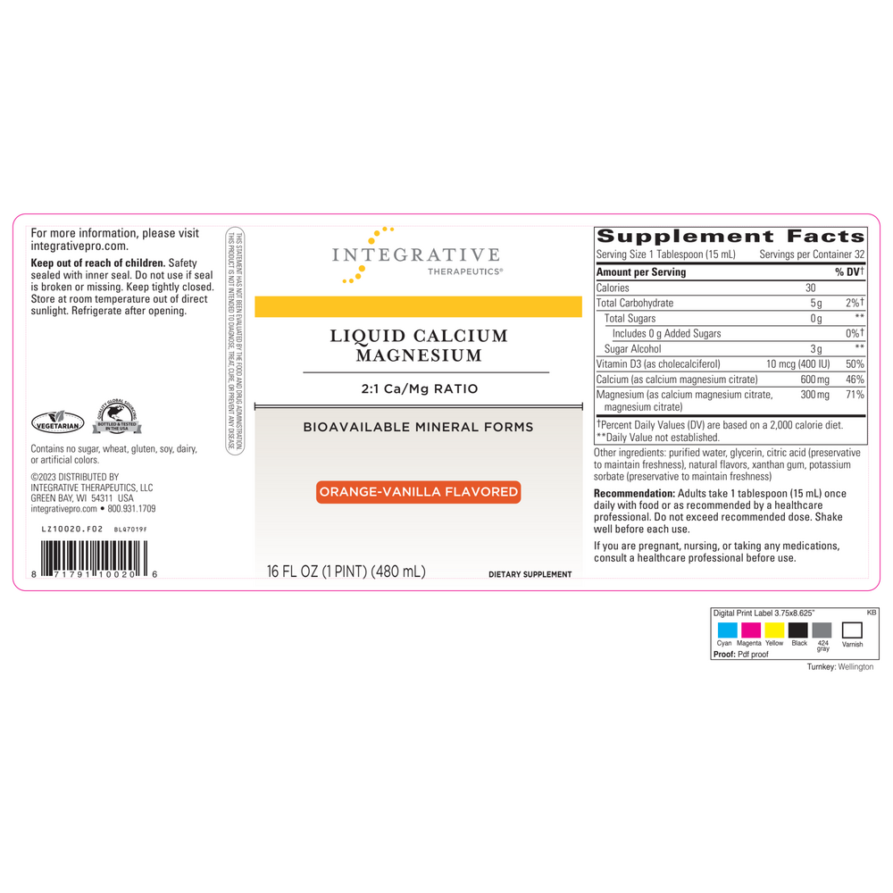 Liquid Calcium Magnesium Orange-Vanilla 2:1