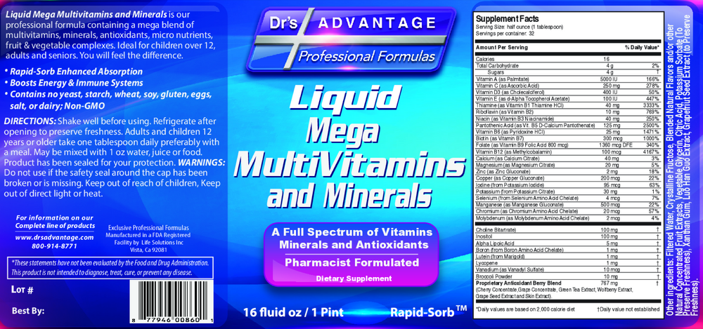 Liquid Mega MultiVitamins and Minerals