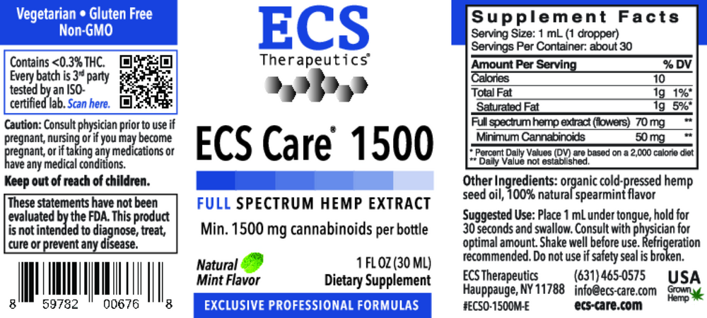 ECS Care® 1500 Hemp Liquid, Mint