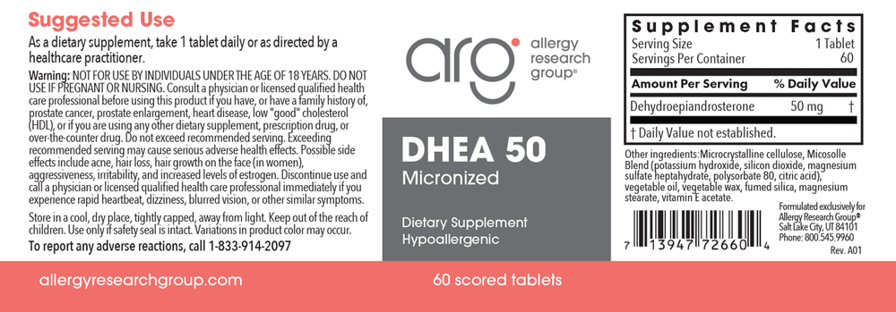 DHEA 50mg Micronized Lipid Matrix