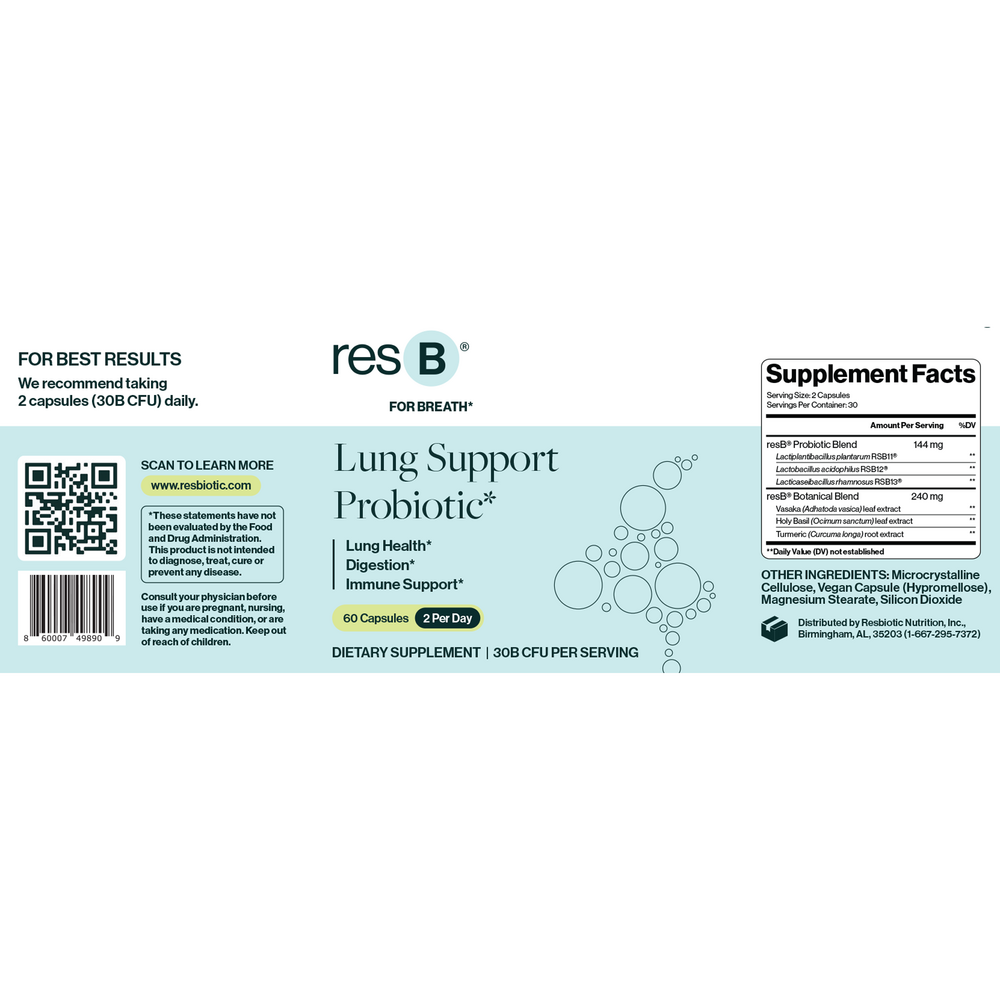 PRO resB Lung Support Probiotic 2-Pack of 60 Capsules