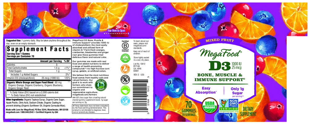 D3 Wellness 1000 IU Gummies, Mixed Fruit