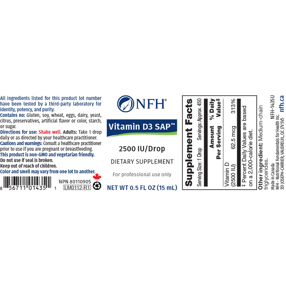 Vitamin D3 SAP 2500IU Liquid