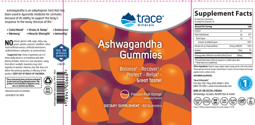 Ashwagandha Gummies - Passion Fruit Orange Flavor