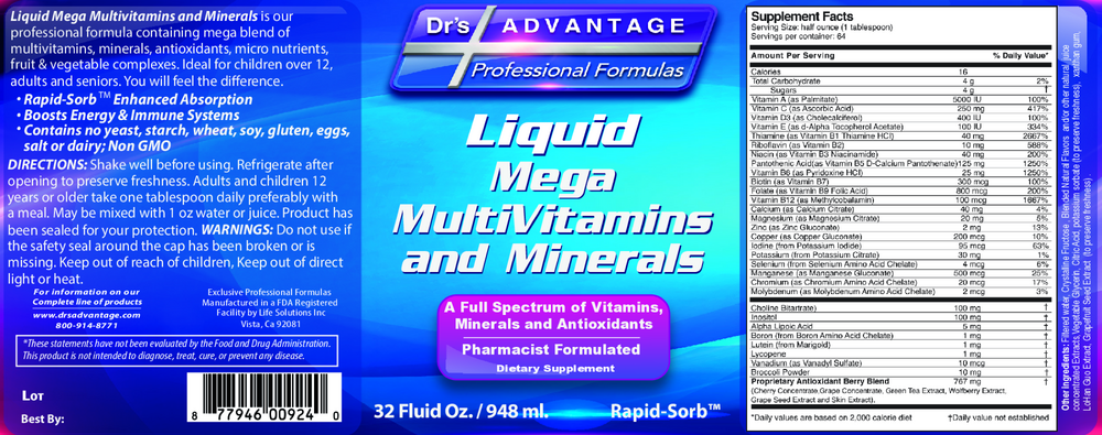 Liquid Mega MultiVitamins and Minerals
