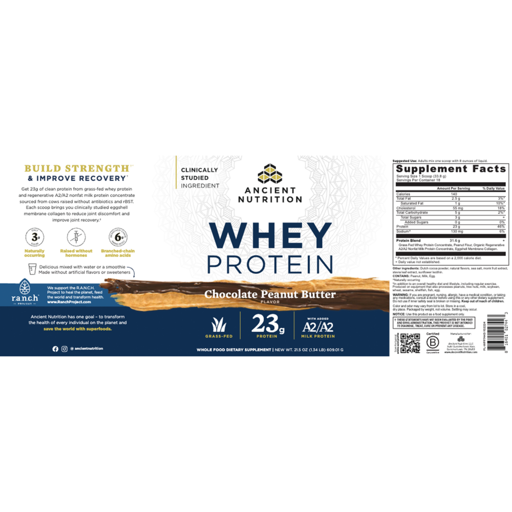 Whey Protein - Powder - Chocolate Peanut Butter - 18srv