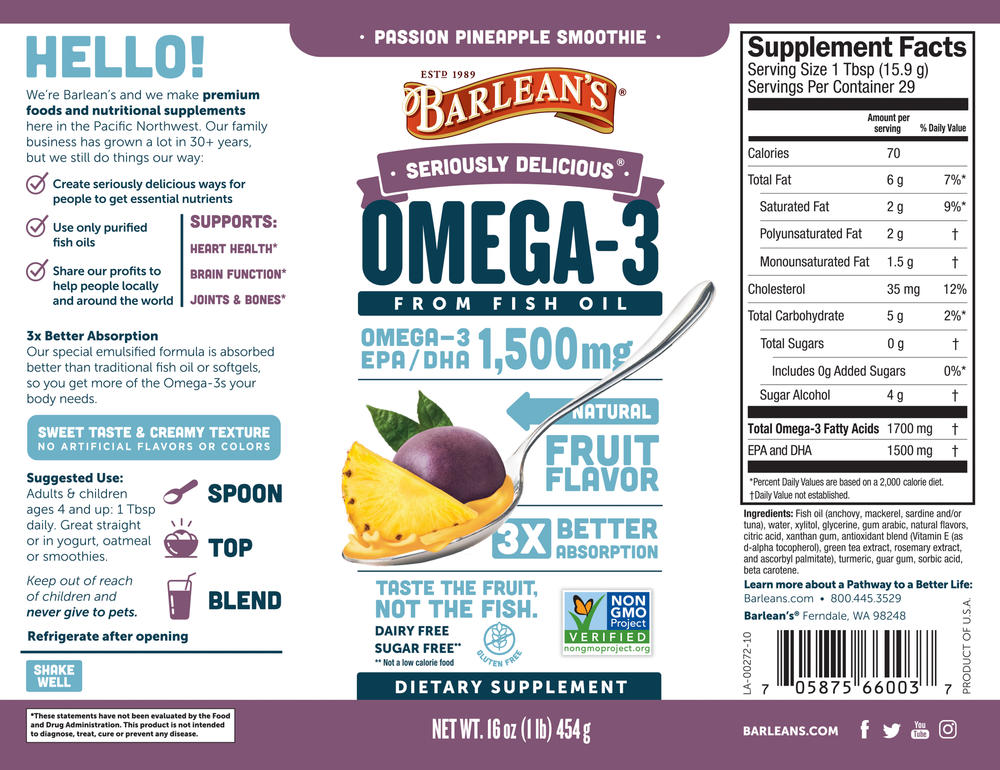 Seriously Delicious High Potency Passion Pineapple Smoothie