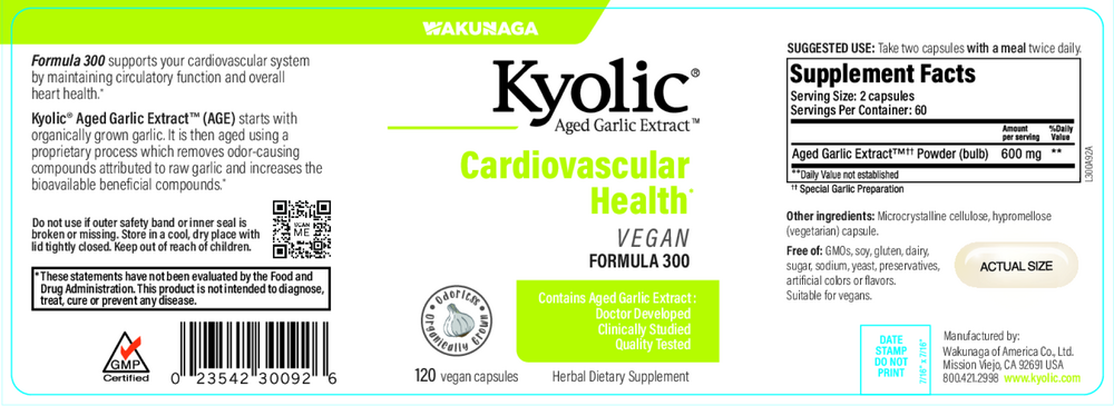 Kyolic Cardiovascular Vegan Formula 300