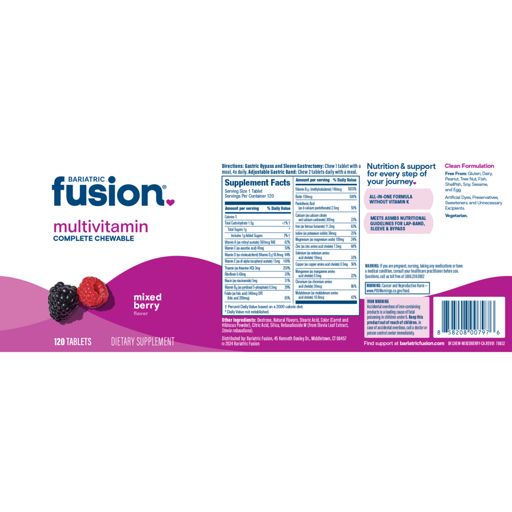 Complete Chewable Bariatric Multivitamin, Mixed Berry (California Only)