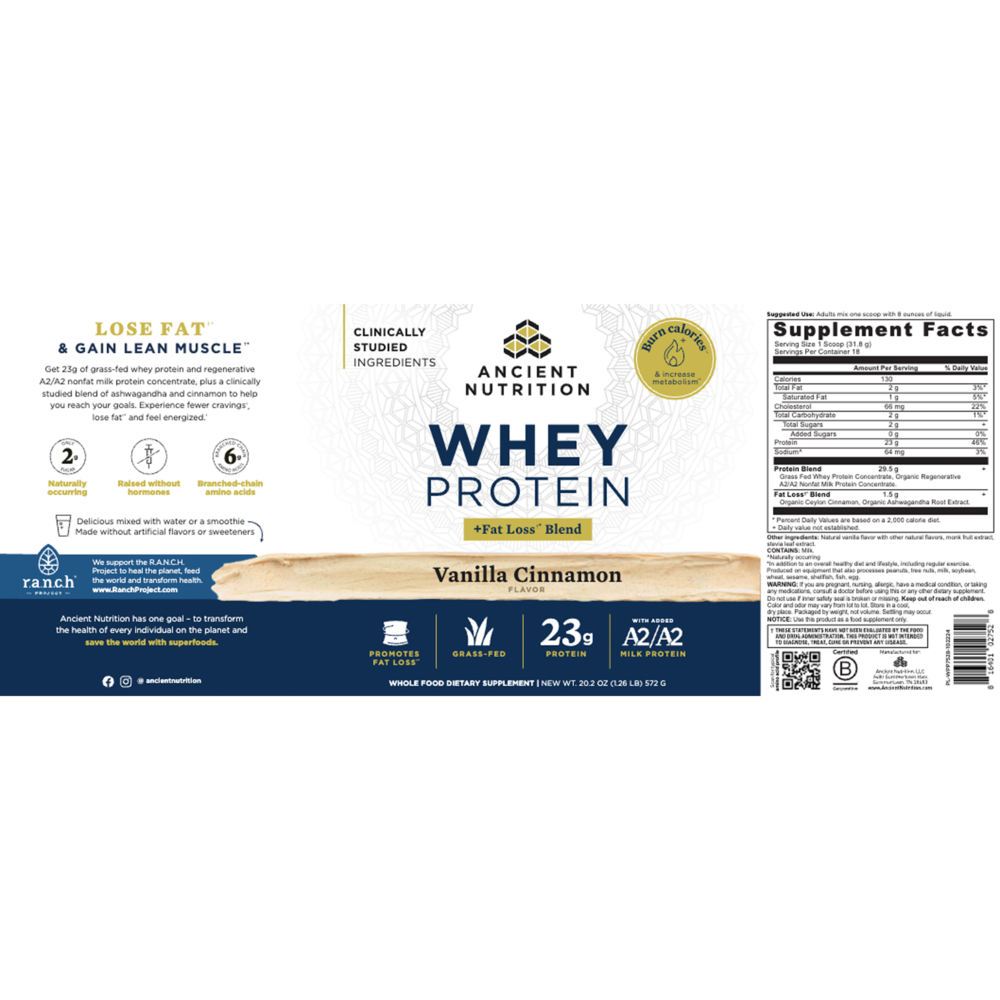 Whey Protein - Powder - Fat Loss Blend - Cinnamon Vanilla - 18srv