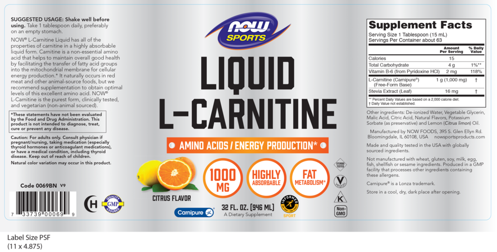 L-Carnitine Liquid Citrus Flavor 1000mg