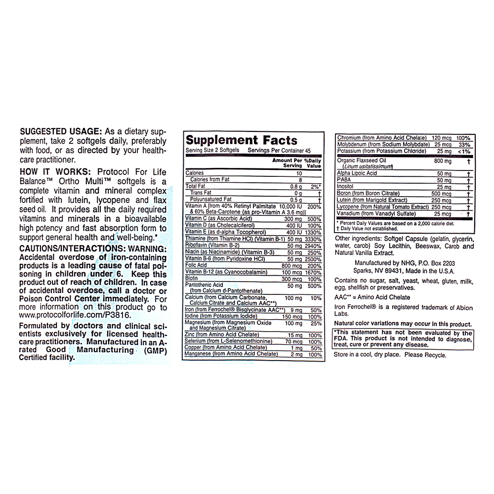 Ortho Multi w/ 400mg Flax Oil