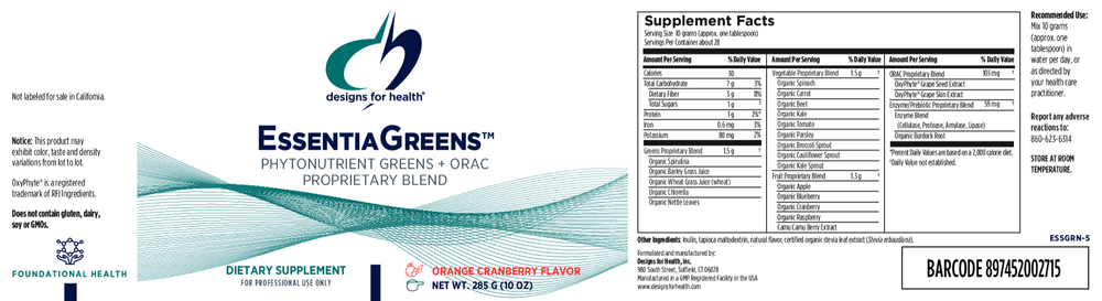 Essentia Greens Orange/Cranberry Flavor