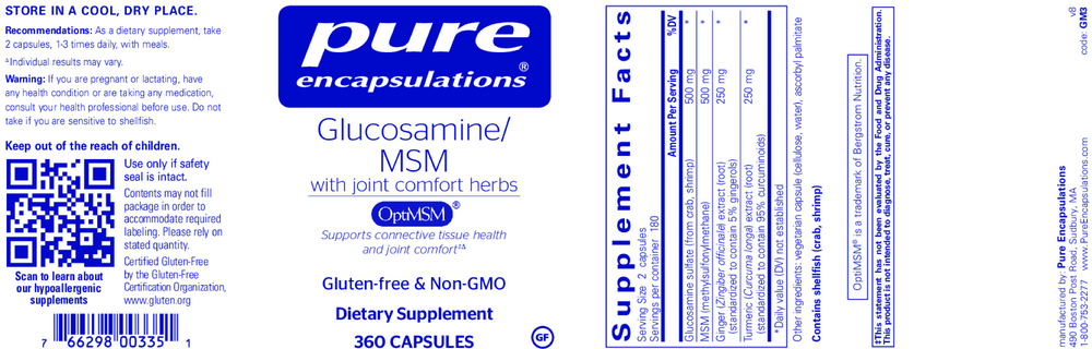 Glucosamine MSM w/joint comfort herbs*