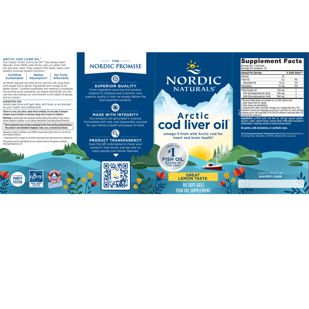 Arctic Cod Liver Oil, Lemon