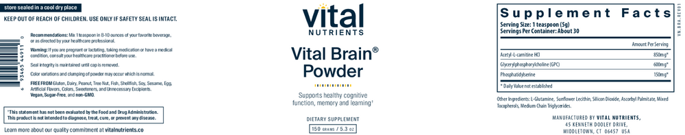 Vital Brain® Powder with GPC, ALC, and PS