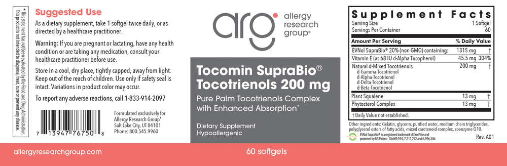 Tocomin SupraBio Tocotrienols 200mg