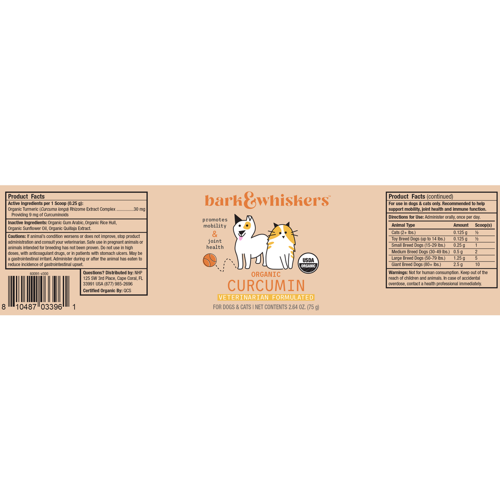 Organic Curcumin for Dogs & Cats