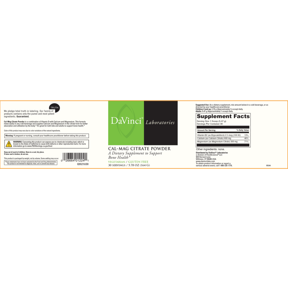 Cal-Mag Citrate Powder (California Only)