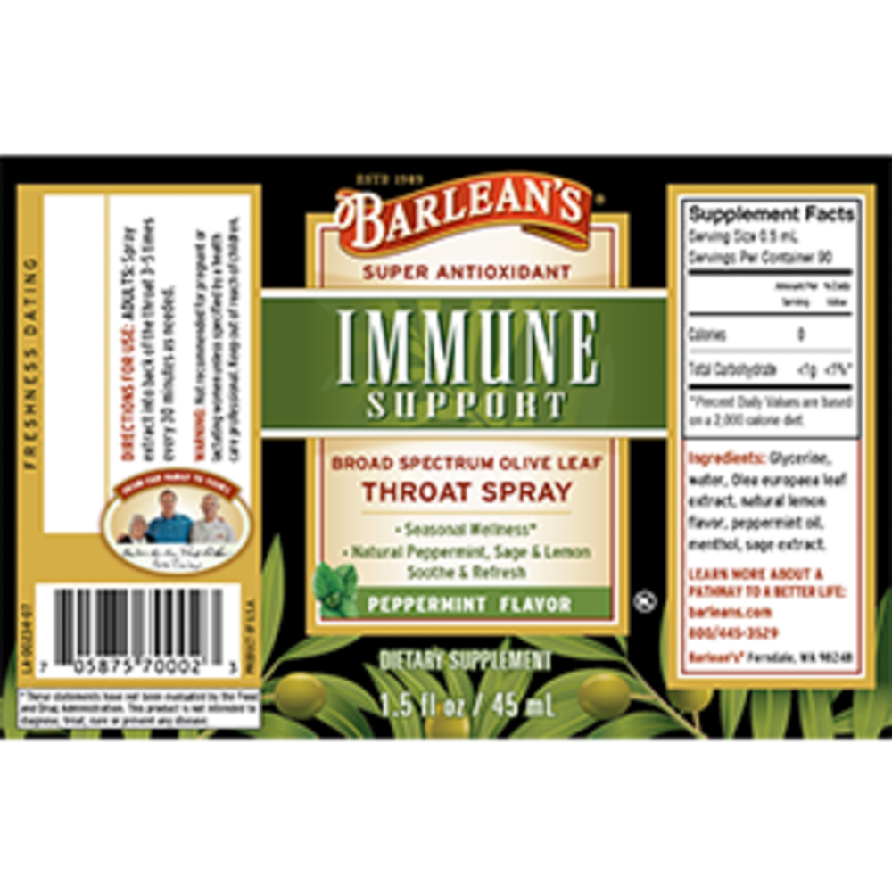 Olive Leaf Complex Throat Spray Peppermint