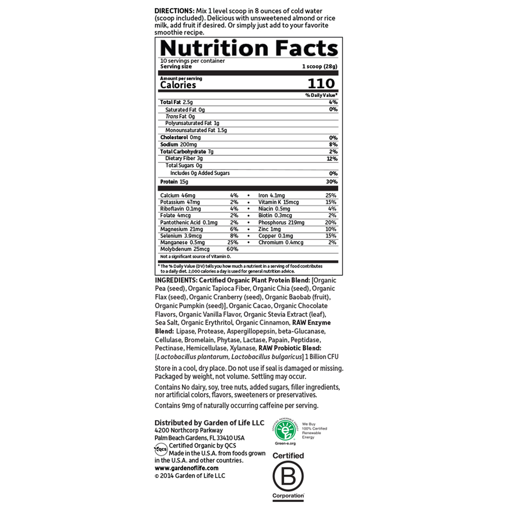 Organic Plant Protein Chocolate Powder