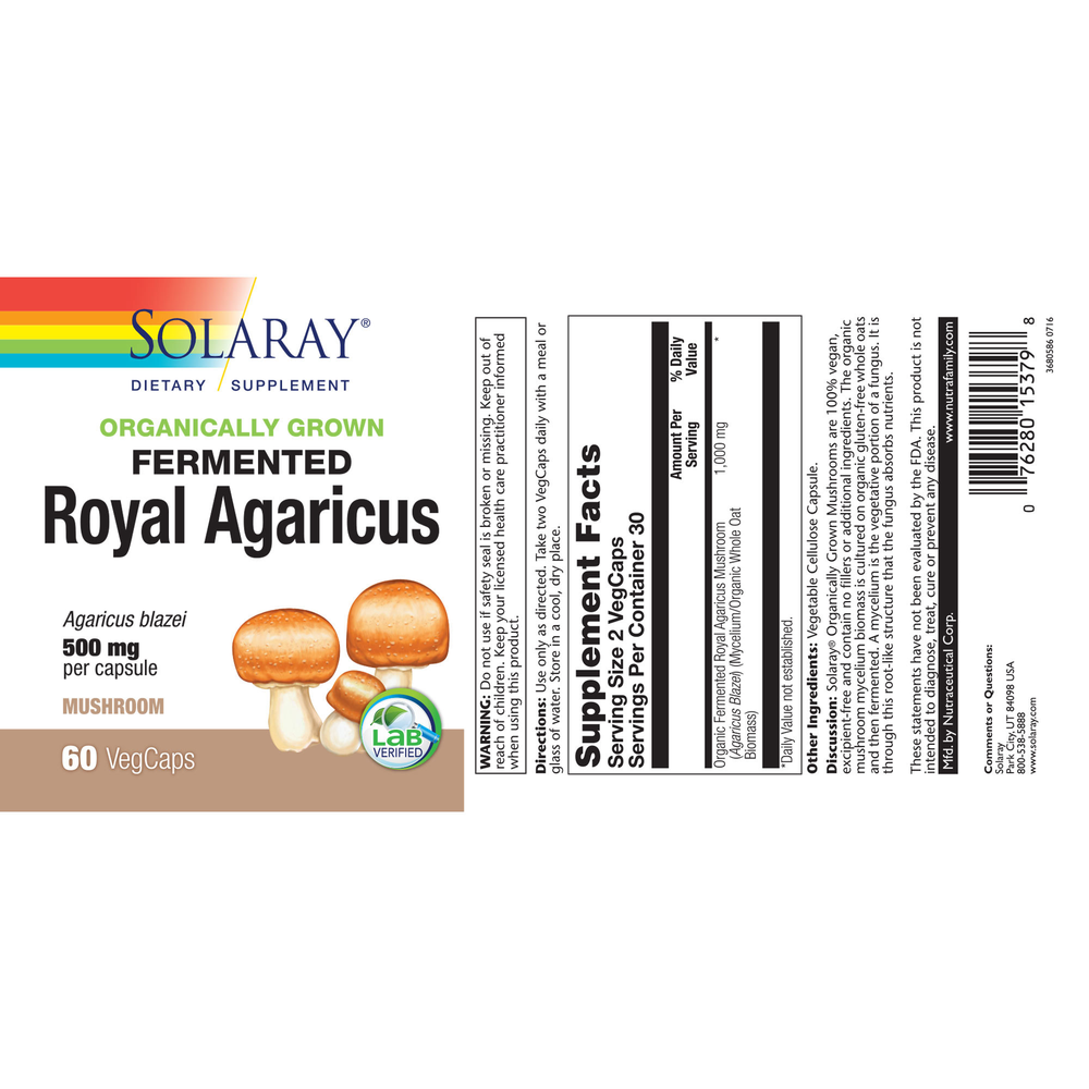 Organically Grown Fermented Royal Agaricus Mushroom