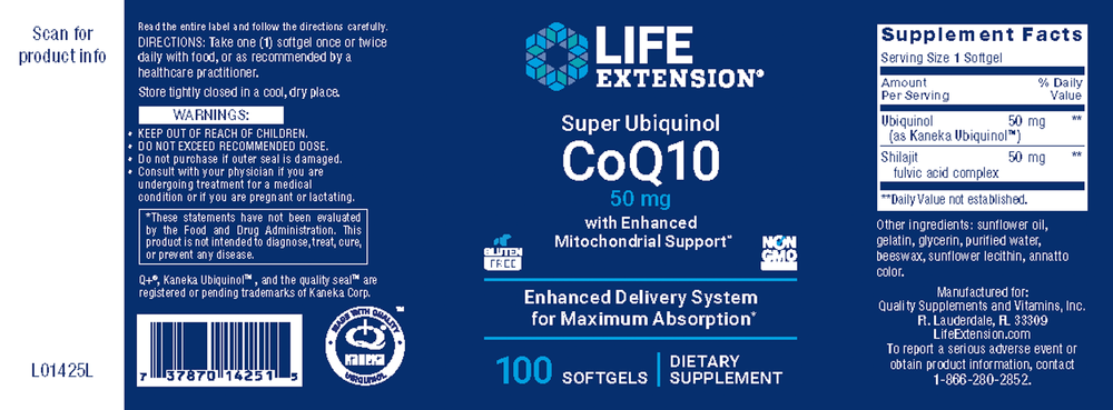 Super Ubiquinol CoQ10 w/Enhanced Mitochondrial 50mg