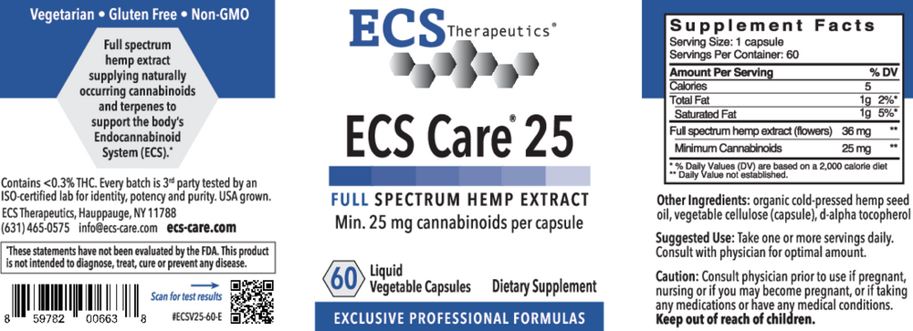 ECS Care® 25 Full Spectrum Hemp 60c (California Only)