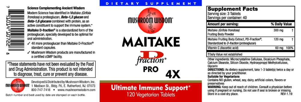Pro Maitake D-Fraction 4X Tablets