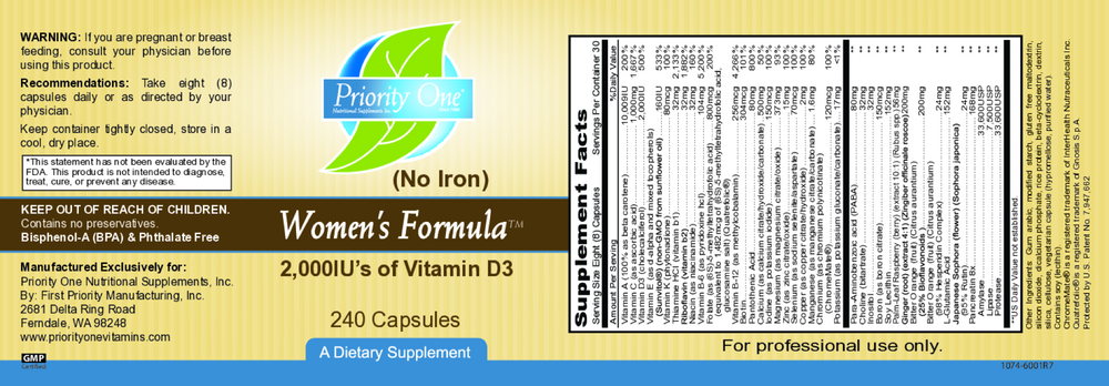 Womens Formula Iron Free