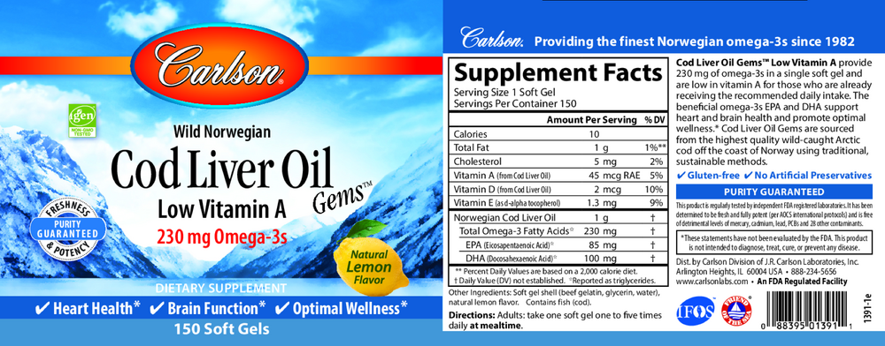 Cod Liver Oil Low Vitamin A Lemon