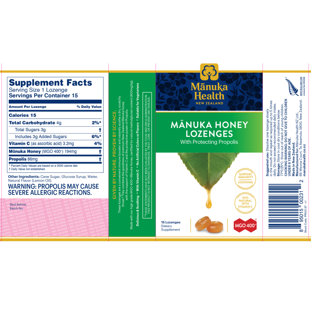 Manuka Honey & Propolis Lozenges